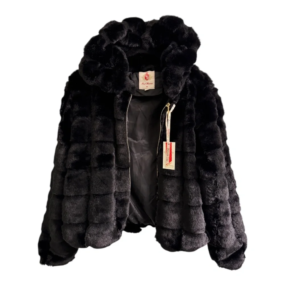 Women’s Faux Fur Hooded Jacket size M. NWT - Picture 7 of 13